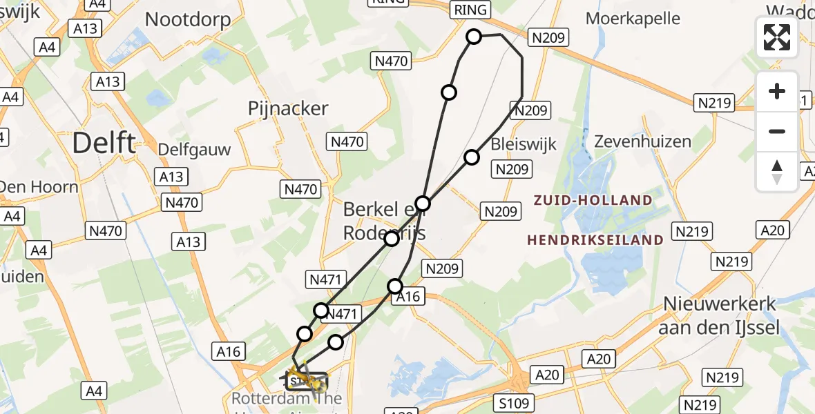 Vluchtroute Traumahelikopter Rotterdam The Hague Airport - Rotterdam The Hague Airport, 26 oktober 2026, 09:37