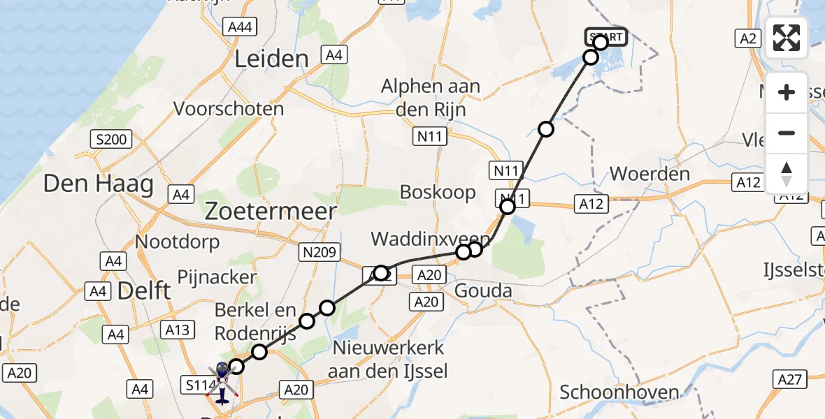 Vluchtroute Politiehelikopter Zevenhoven - Rotterdam The Hague Airport, 26 oktober 2026, 11:25