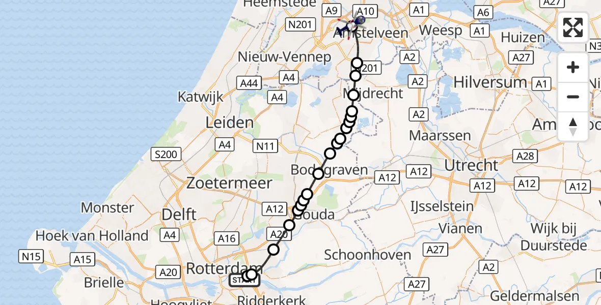 Vluchtroute Politiehelikopter Van Ghent Barracks Heliport - Amsterdam Vliegveld Schiphol, 26 oktober 2026, 11:55