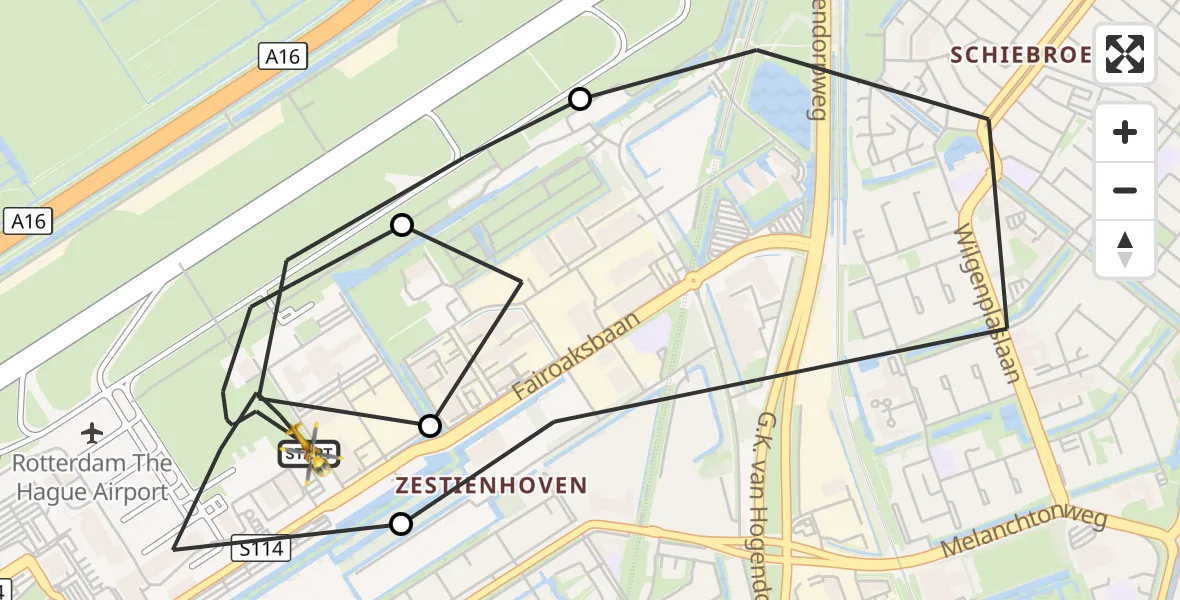 Vluchtroute Traumahelikopter Rotterdam The Hague Airport - Rotterdam The Hague Airport, 26 oktober 2026, 12:09