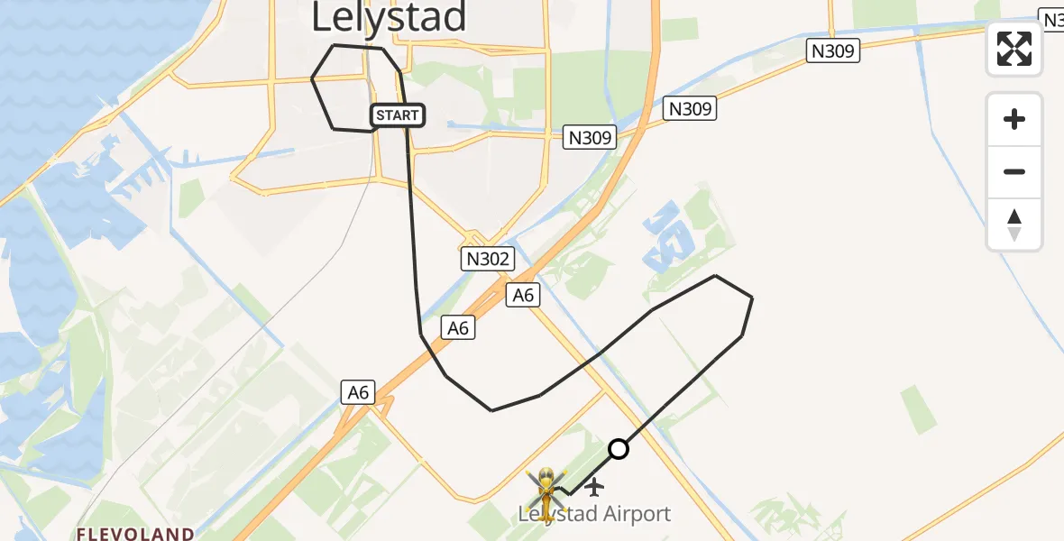Vluchtroute Traumahelikopter Lelystad - Lelystad Airport, 26 oktober 2026, 12:49