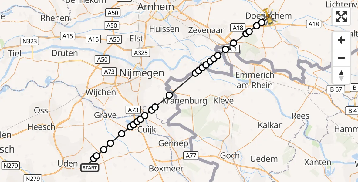 Vluchtroute Traumahelikopter Vliegbasis Volkel - Doetinchem, 26 oktober 2026, 13:07