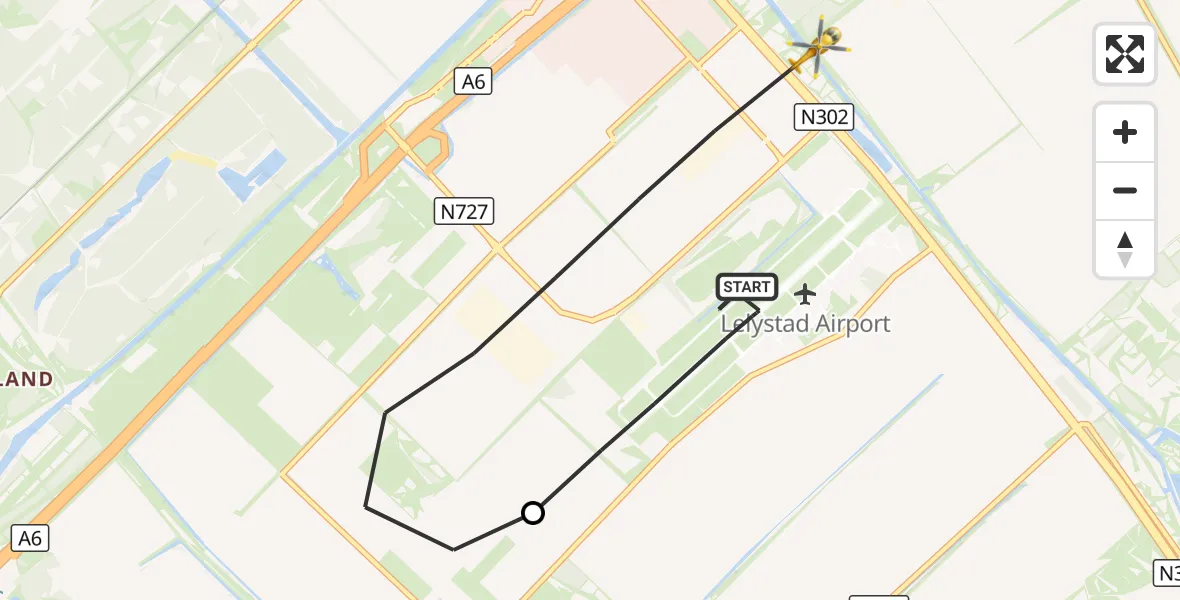 Vluchtroute Traumahelikopter Lelystad Airport - Lelystad, 26 oktober 2026, 13:23