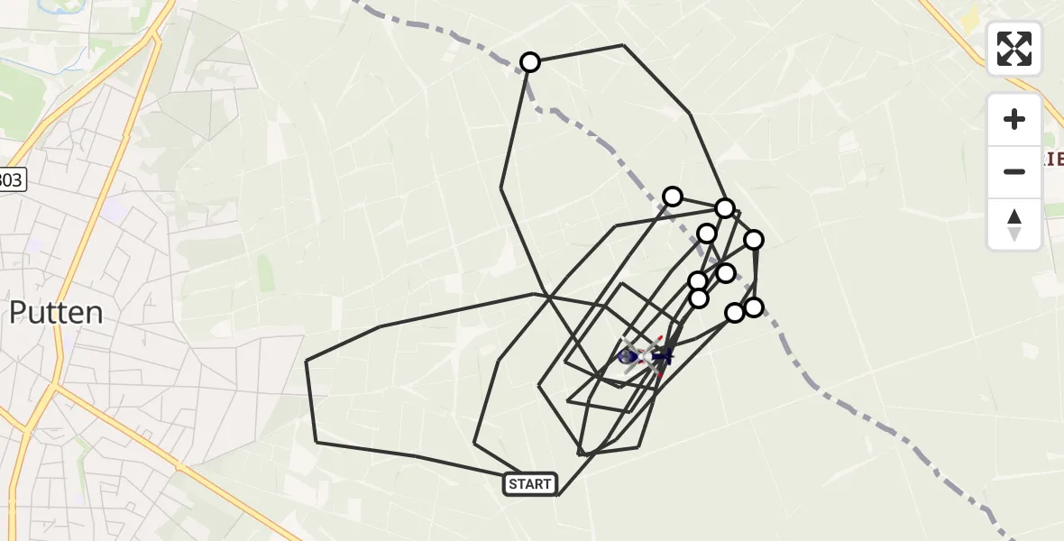 Vluchtroute Politiehelikopter Putten - Putten, 26 oktober 2026, 15:30