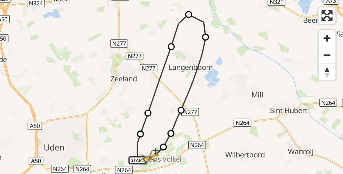 Vluchtroute Traumahelikopter Vliegbasis Volkel - Vliegbasis Volkel, 26 oktober 2026, 15:35