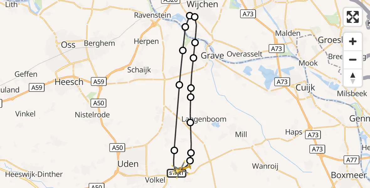 Vluchtroute Traumahelikopter Vliegbasis Volkel - Vliegbasis Volkel, 26 oktober 2026, 16:21