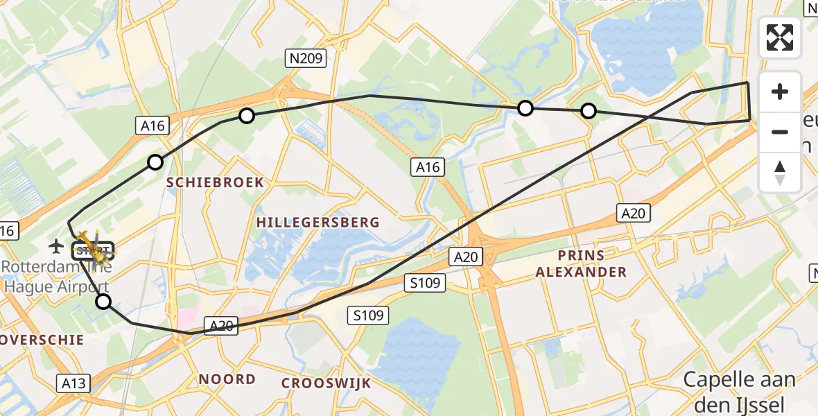 Vluchtroute Traumahelikopter Rotterdam The Hague Airport - Rotterdam The Hague Airport, 27 oktober 2026, 13:49