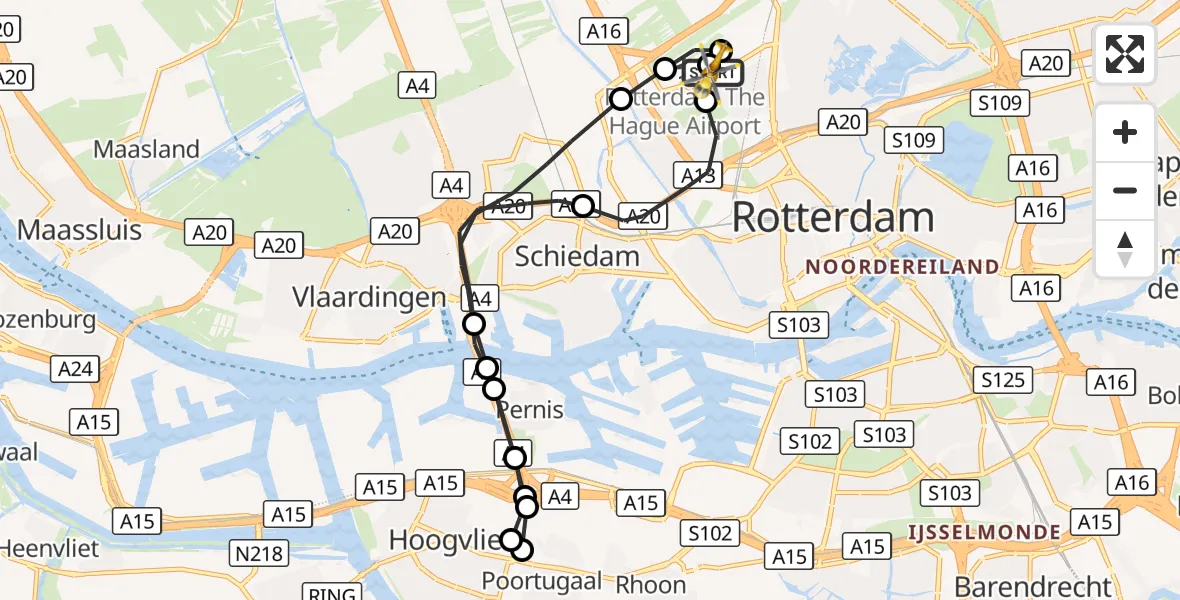Vluchtroute Traumahelikopter Rotterdam The Hague Airport - Rotterdam The Hague Airport, 27 oktober 2026, 14:08