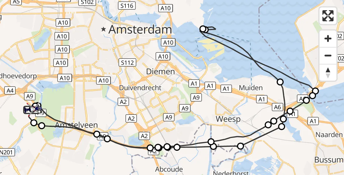 Vluchtroute Politiehelikopter Amsterdam Vliegveld Schiphol - Amsterdam Vliegveld Schiphol, 27 oktober 2026, 14:34