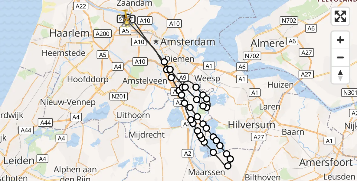 Vluchtroute Traumahelikopter Amsterdam Heliport - Amsterdam Heliport, 27 oktober 2026, 15:24