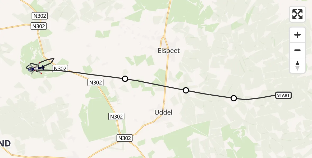 Vluchtroute Politiehelikopter Vaassen - Ermelo, 27 oktober 2026, 17:45