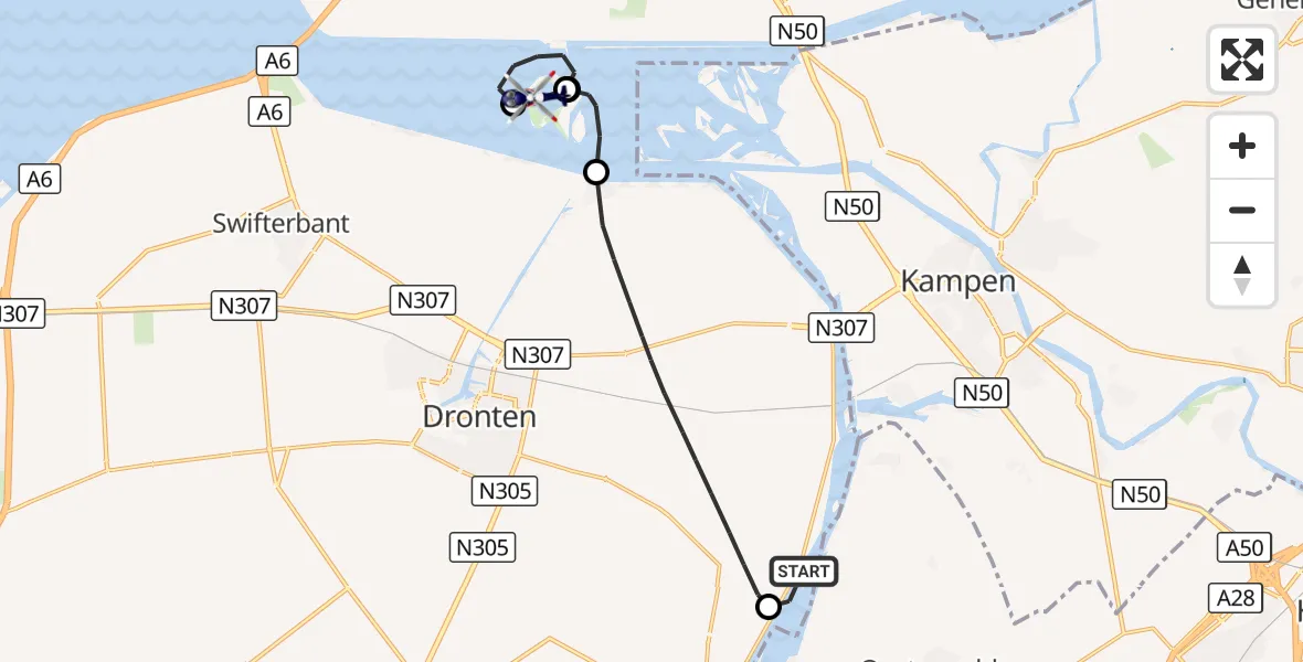 Vluchtroute Politiehelikopter Drontermeer - IJsseloog, 27 oktober 2026, 18:30