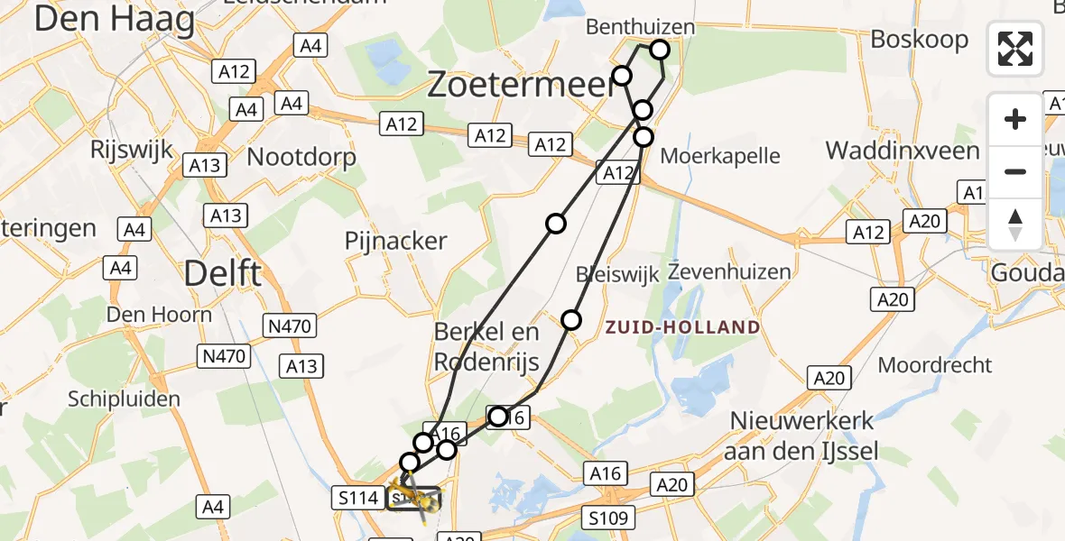 Vluchtroute Traumahelikopter Rotterdam The Hague Airport - Rotterdam The Hague Airport, 27 oktober 2026, 20:41