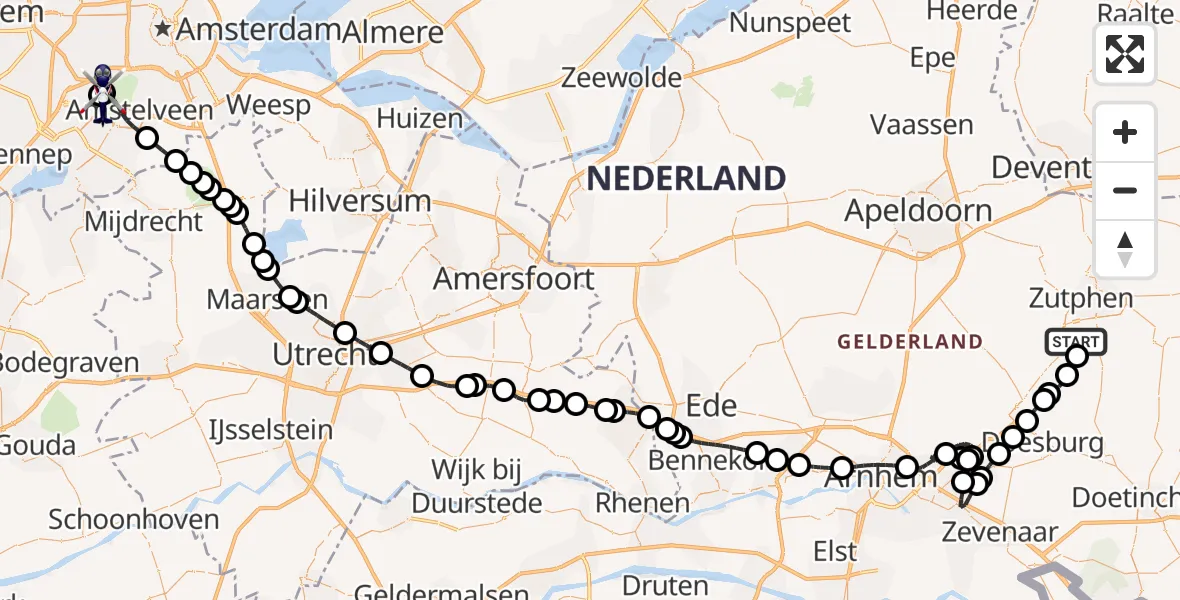 Vluchtroute Politiehelikopter Brummen - Amsterdam Vliegveld Schiphol, 28 oktober 2026, 09:25
