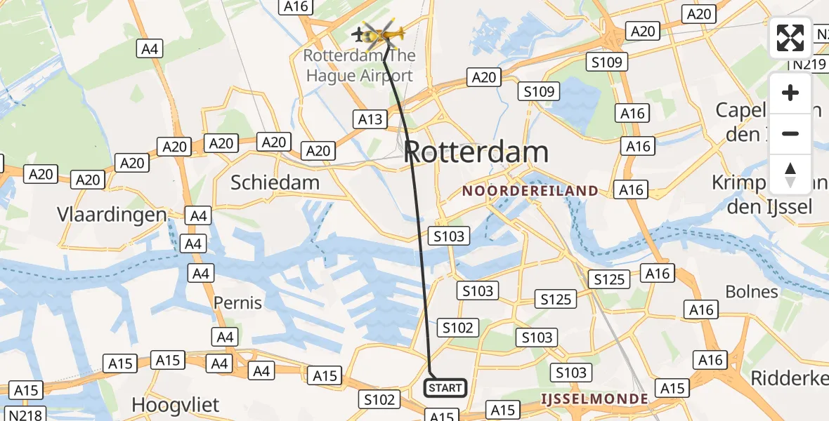 Vluchtroute Traumahelikopter Rotterdam - Rotterdam, 28 oktober 2026, 09:57