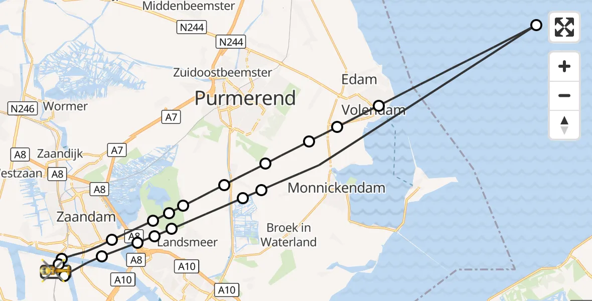 Vluchtroute Traumahelikopter Amsterdam Heliport - Amsterdam Heliport, 28 oktober 2026, 10:38