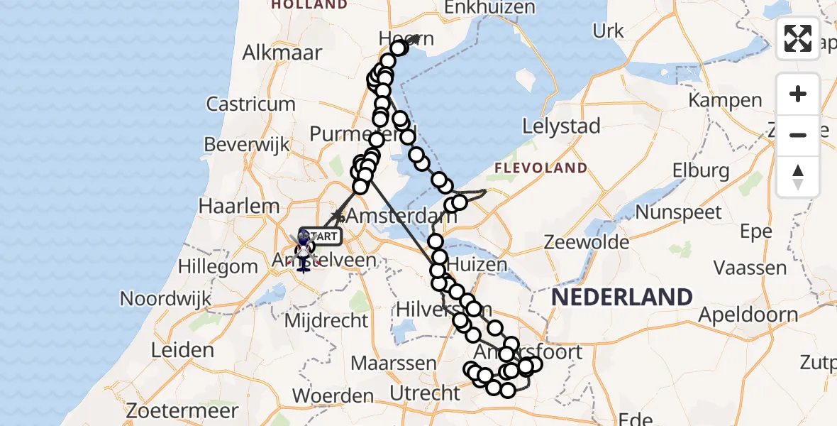 Vluchtroute Politiehelikopter Amsterdam - Amsterdam Vliegveld Schiphol, 28 oktober 2026, 12:01
