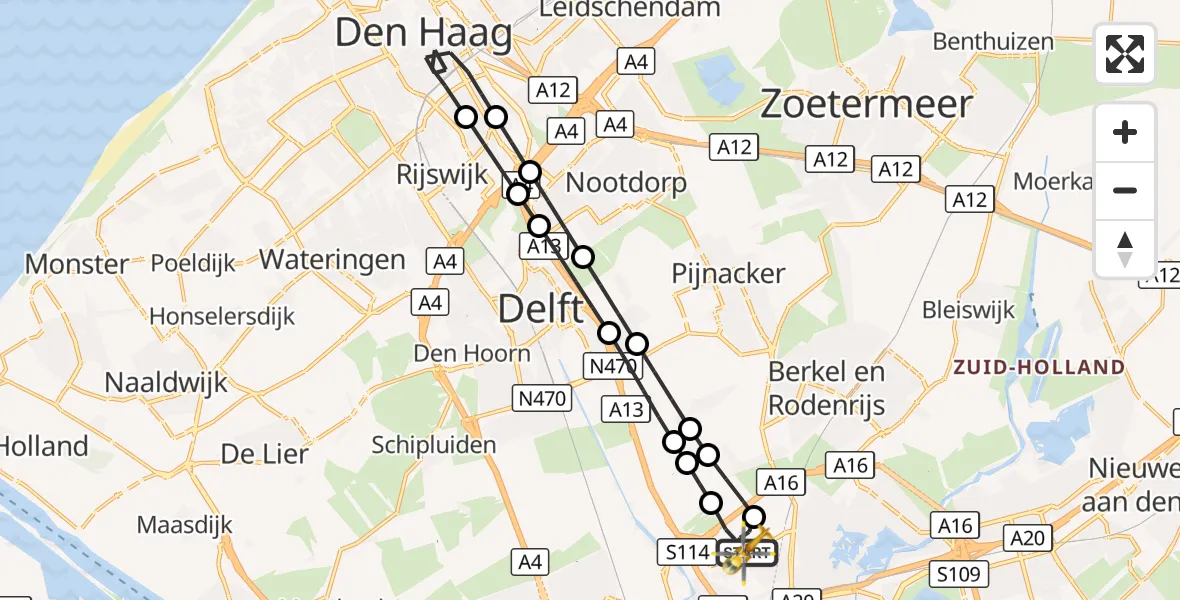 Vluchtroute Traumahelikopter Rotterdam The Hague Airport - Rotterdam The Hague Airport, 28 oktober 2026, 13:16