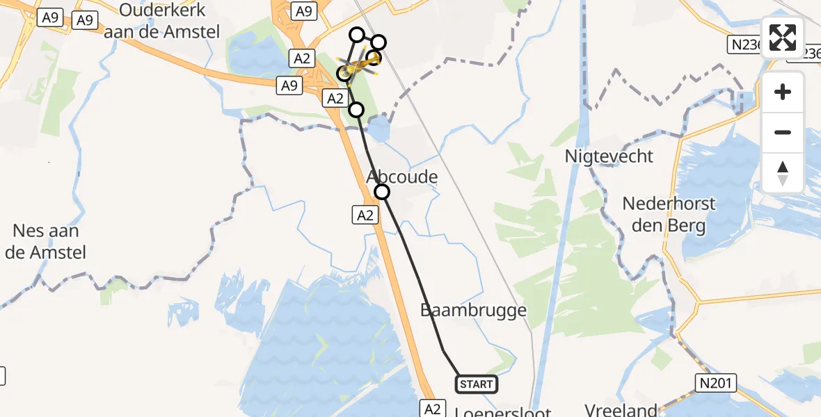 Vluchtroute Traumahelikopter Baambrugge - Amsterdam UMC Helipad, 28 oktober 2026, 15:19