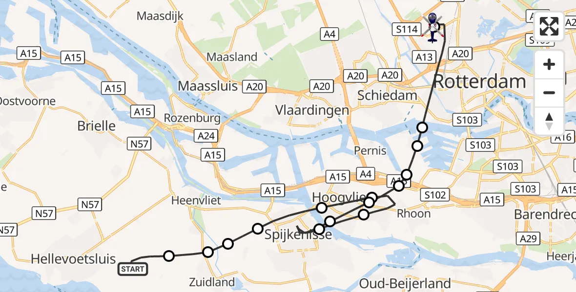 Vluchtroute Politiehelikopter Oudenhoorn - Rotterdam The Hague Airport, 28 oktober 2026, 15:21