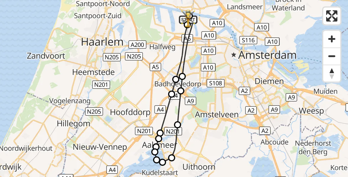 Vluchtroute Traumahelikopter Amsterdam Heliport - Amsterdam Heliport, 28 oktober 2026, 17:04