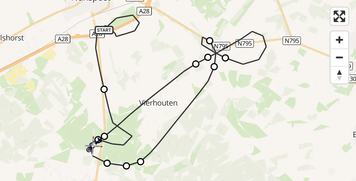 Vluchtroute Politiehelikopter Nunspeet - Elspeet, 28 oktober 2026, 18:33