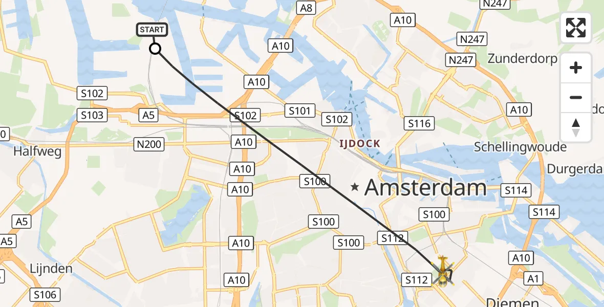 Vluchtroute Traumahelikopter Amsterdam Heliport - Amsterdam, 29 oktober 2026, 07:05