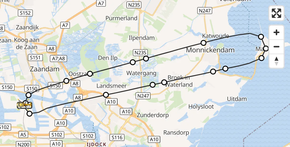 Vluchtroute Traumahelikopter Amsterdam Heliport - Amsterdam Heliport, 29 oktober 2026, 09:14