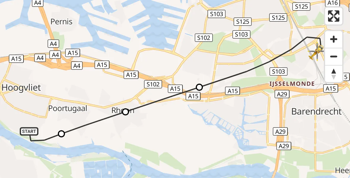 Vluchtroute Traumahelikopter Hoogvliet Rotterdam - Rotterdam, 29 oktober 2026, 10:53