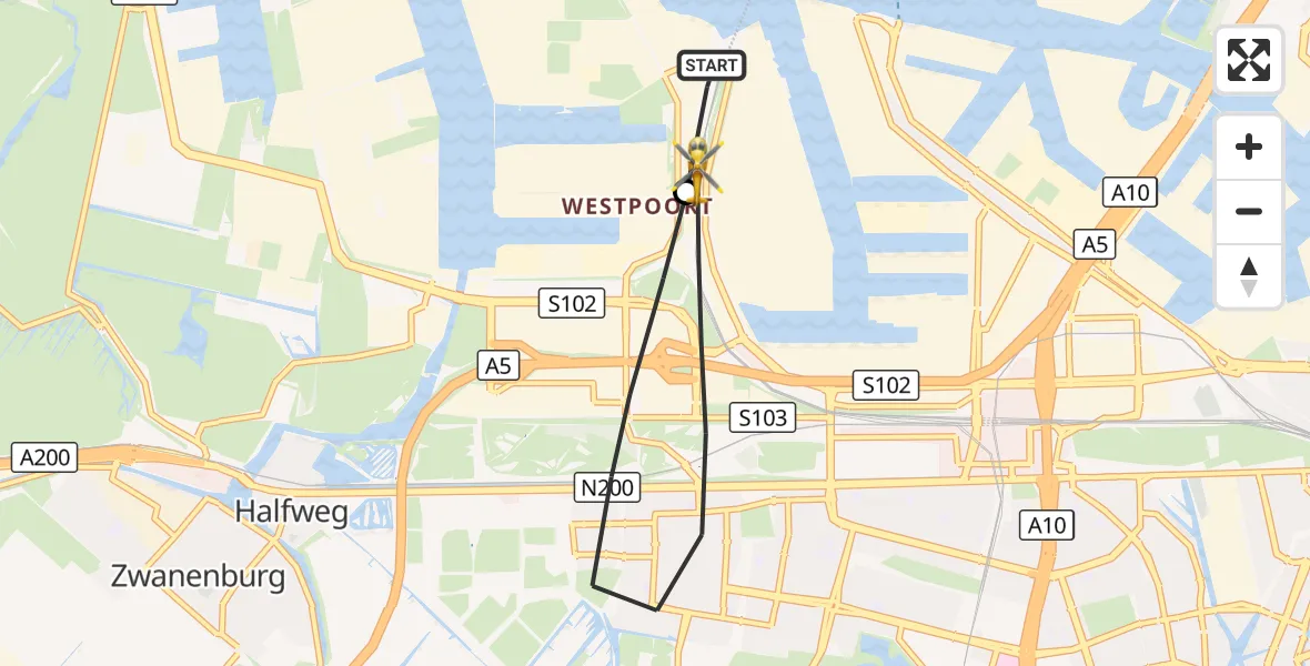 Vluchtroute Traumahelikopter Amsterdam Heliport - Amsterdam, 29 oktober 2026, 14:36