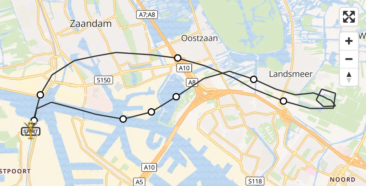 Vluchtroute Traumahelikopter Amsterdam Heliport - Amsterdam Heliport, 29 oktober 2026, 17:54