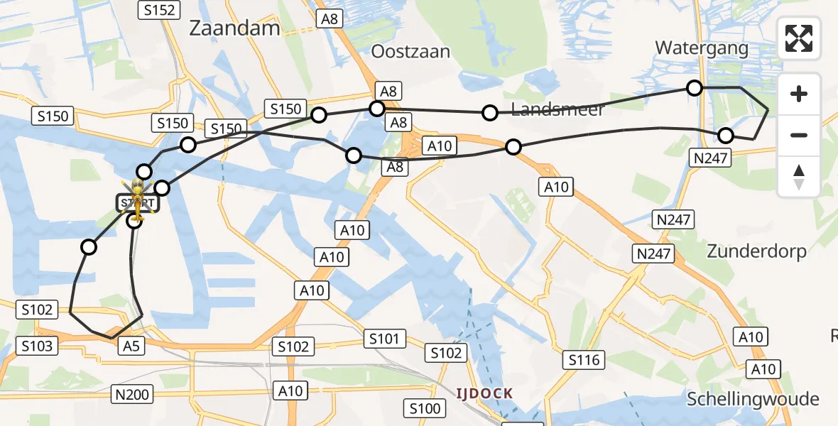 Vluchtroute Traumahelikopter Amsterdam Heliport - Amsterdam Heliport, 30 oktober 2026, 11:35