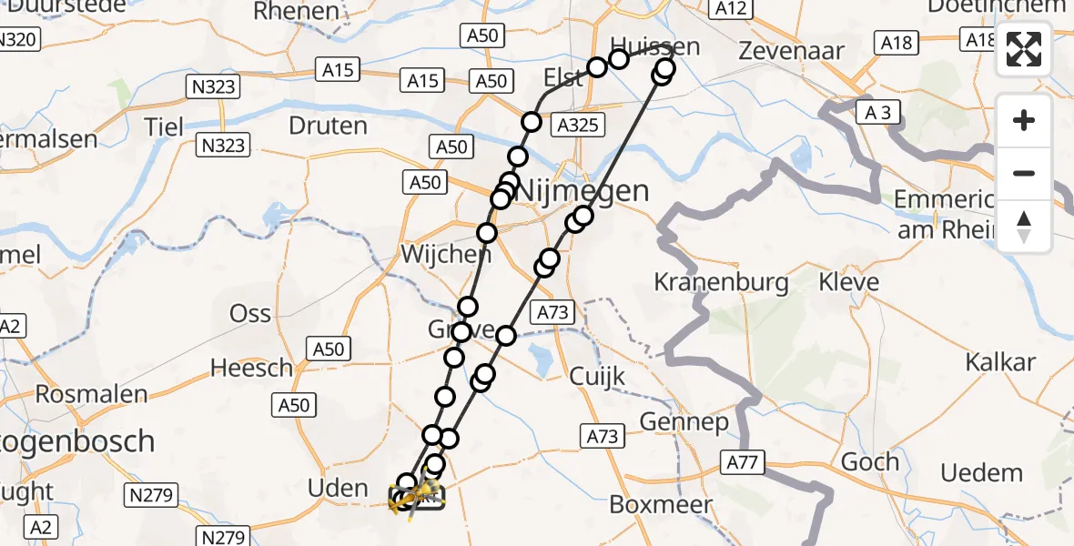 Vluchtroute Traumahelikopter Vliegbasis Volkel - Vliegbasis Volkel, 30 oktober 2026, 12:33