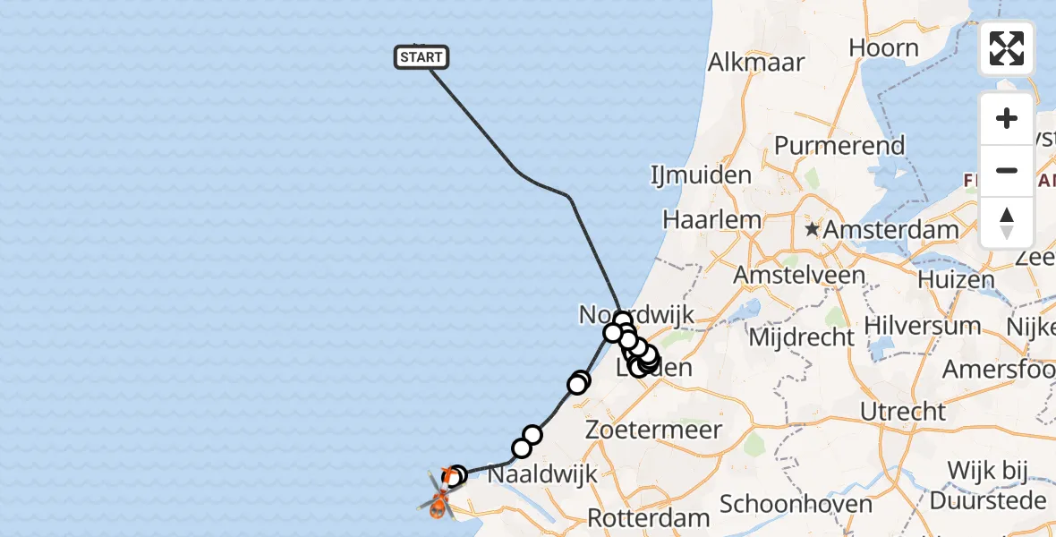 Vluchtroute Kustwachthelikopter Noordzee - Noordzee, 30 oktober 2026, 12:38