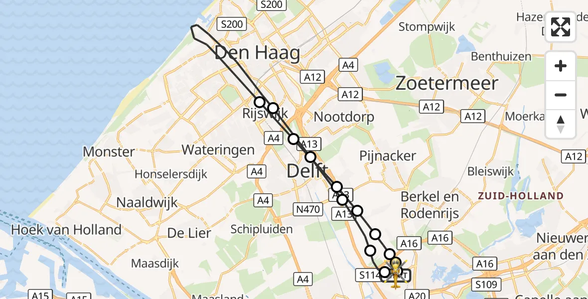 Vluchtroute Traumahelikopter Rotterdam The Hague Airport - Rotterdam The Hague Airport, 30 oktober 2026, 13:53