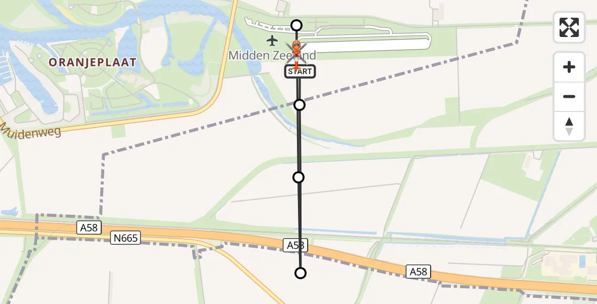 Vluchtroute Kustwachthelikopter Vliegveld Midden-Zeeland - Vliegveld Midden-Zeeland, 31 oktober 2026, 08:38