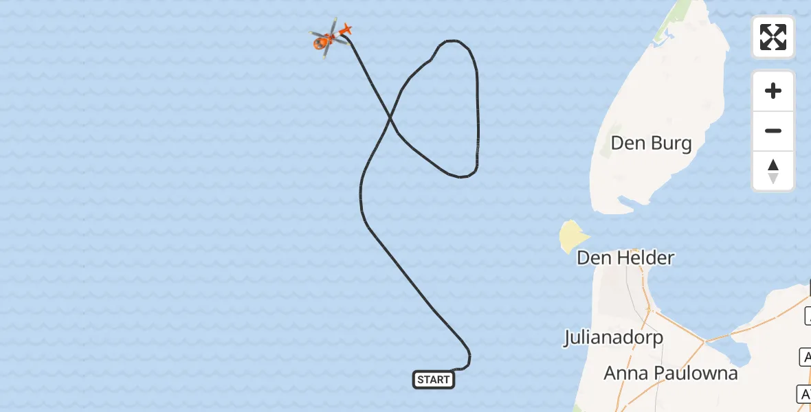 Vluchtroute Kustwachthelikopter Noordzee - Noordzee, 31 oktober 2026, 16:30