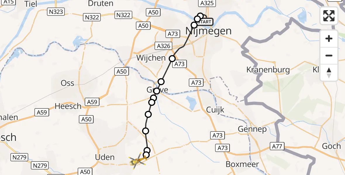 Vluchtroute Traumahelikopter Lent - Vliegbasis Volkel, 31 oktober 2026, 21:21